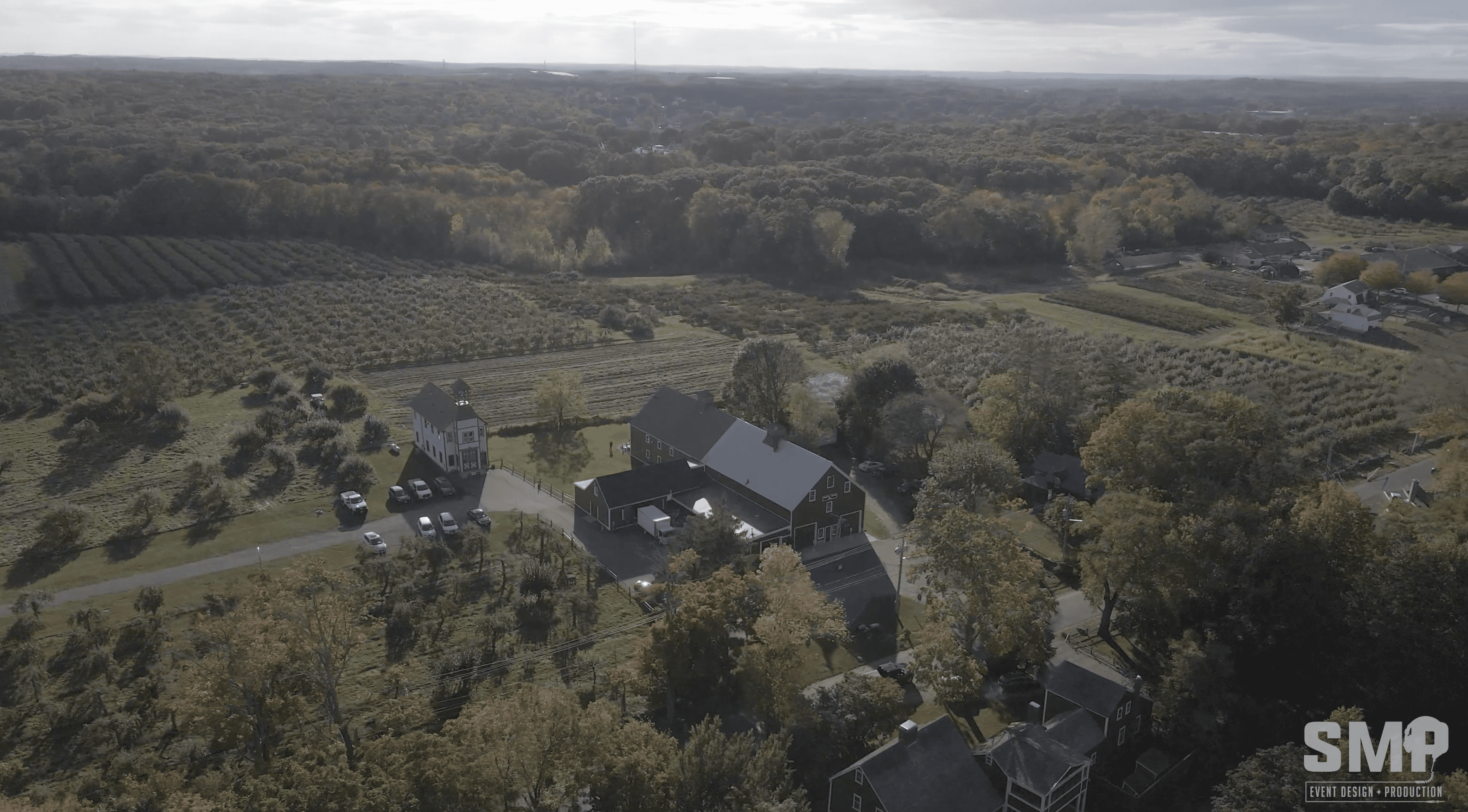 Smith Barn Brooksby Farm Peabody MA drone image