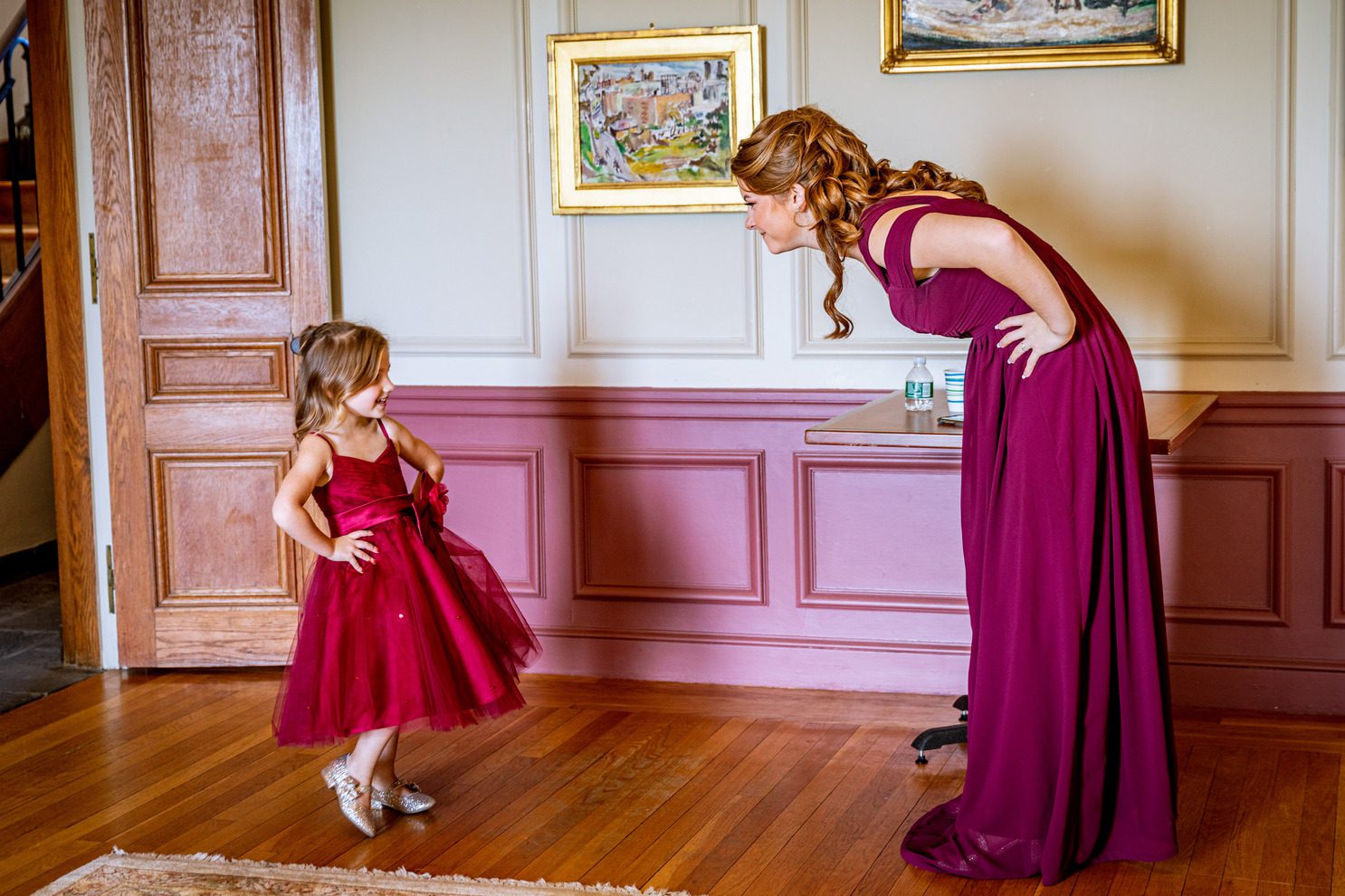bridesmaid and flower girl