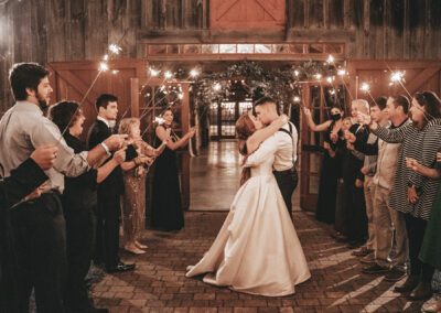 barn wedding sparkler sendoff