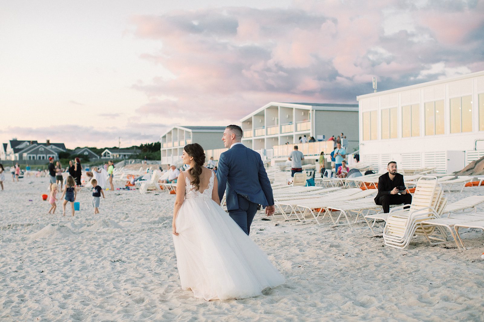bride groom beach sunset